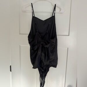 NWT Abercrombie Black Satin Bodysuit with Bow